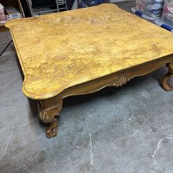 Granite Top Wood Coffee Table
