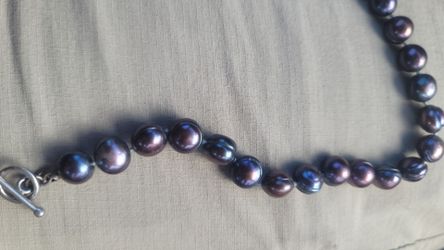 Black Pearl & 925 Sterling Silver Necklace