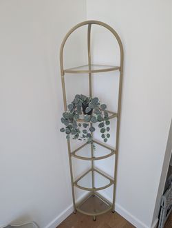 5-Tier Corner Shelf Stand - Gold/Glass