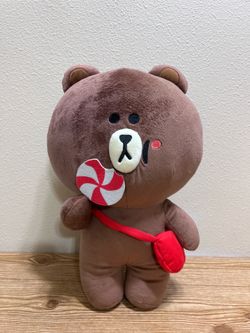 LINE FRIENDS Brown Bear Plush Valentine Candy Bag Cute Kawaii Stuffed Toy