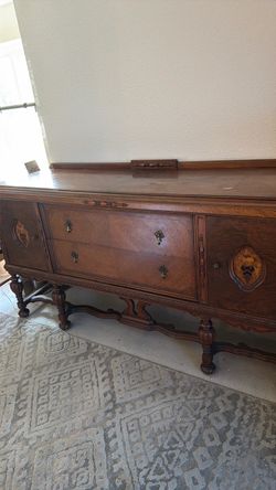 Antique Wood Sideboard Buffet Cabinet