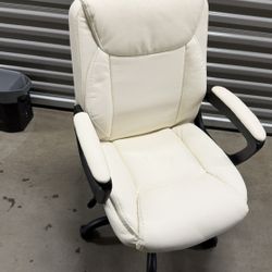 White Faux Leather Office Chair with Wheels