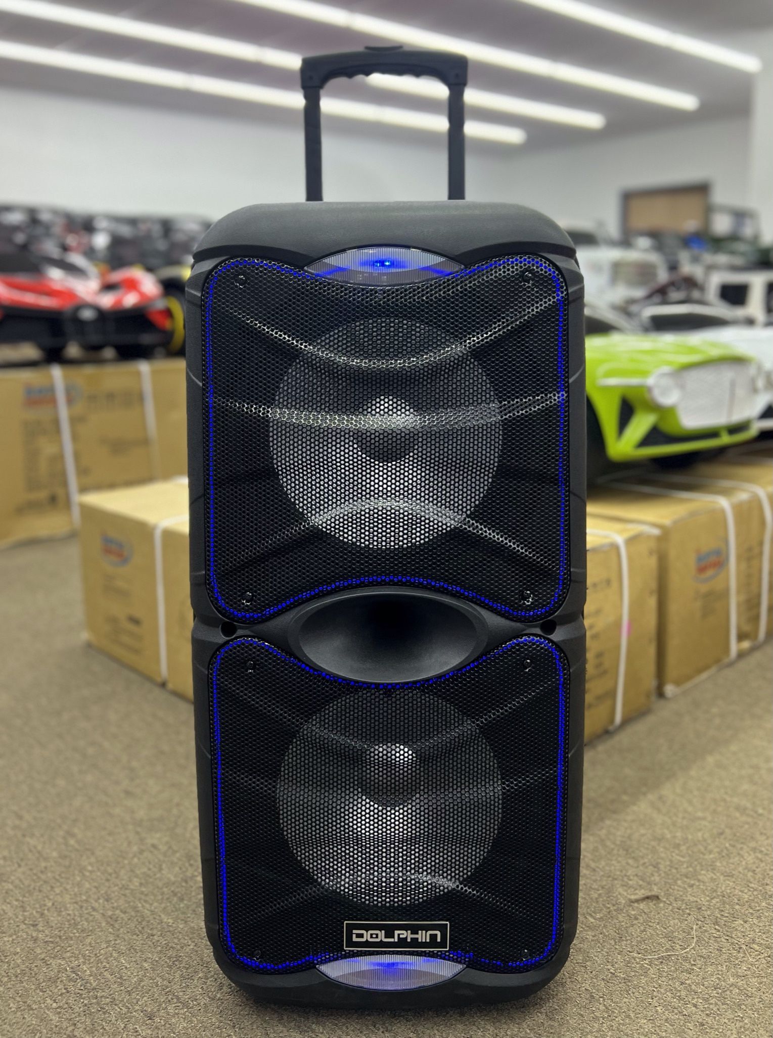 Dual 12” 3600W Extra bass Rechargeable Portable Speaker w/Trolley for easy accessibility