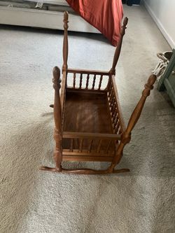 Hand carved wood crib