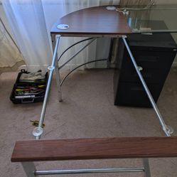 Lshape Glass Desk Excellent Condition $20 Heavy Glass 3 1/2 Long X 2 Ft Glass, Wood 2x2 Ft