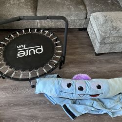 Pure Fun 36-inch Monster Plush Jumper Kids Trampoline with Handrail