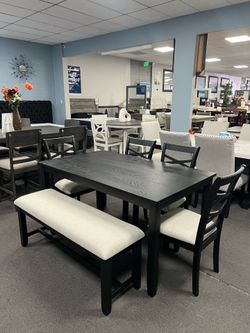 6PC Black Dining Table Set
