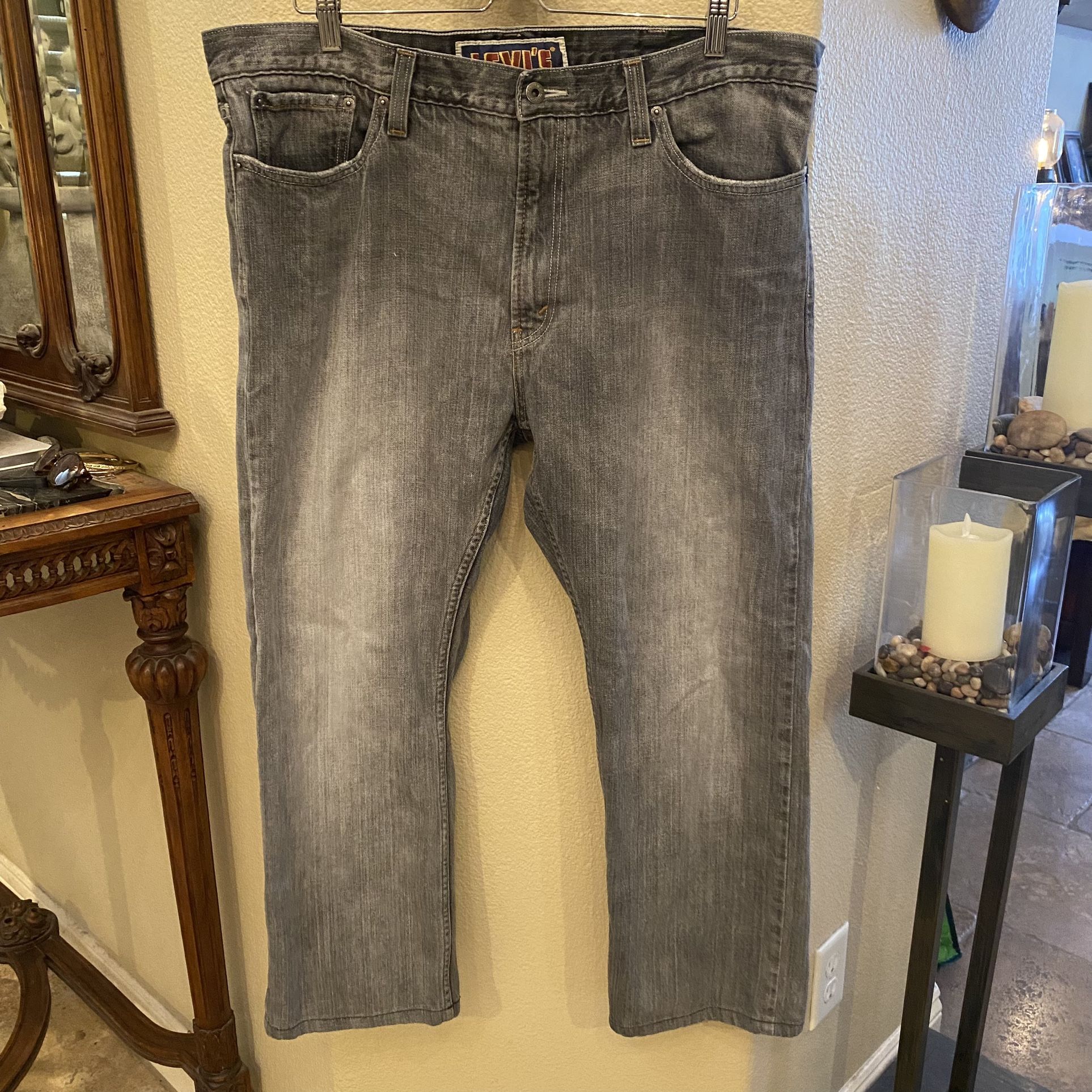 LEVI’S 514 Men Gray Slim Straight Denim Jeans Size 40-Been Hemmed