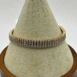 14k Yellow Gold Multi Row Tennis Bracelet