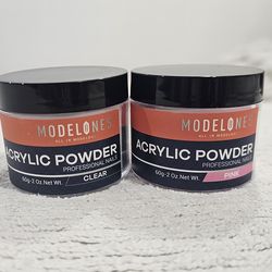 Modelones Acrylic Powder 2oz Clear and Pink colors