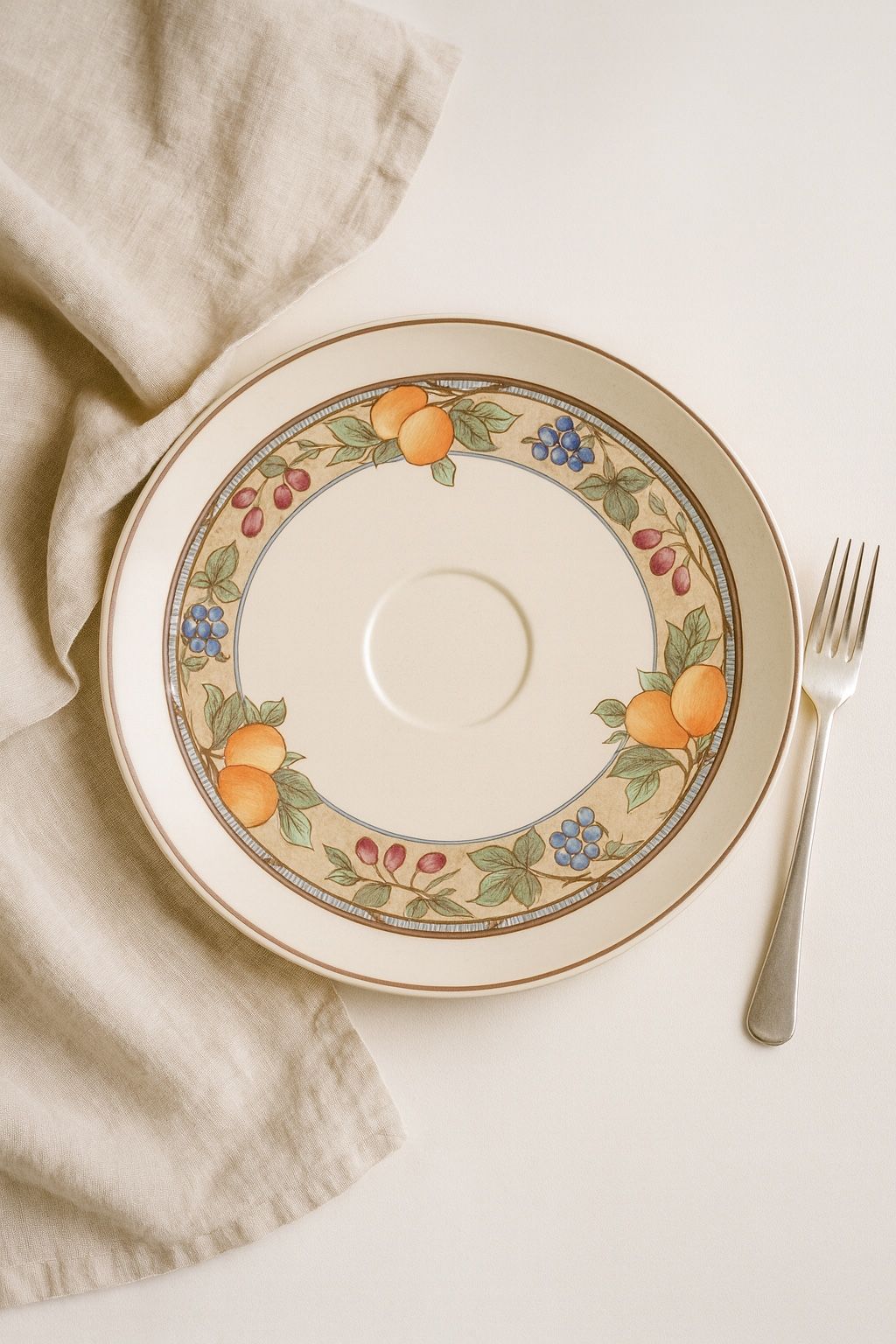 Mikasa Malaysia 1990s Garden Harvest Intaglio Serving Platter, 14.5”