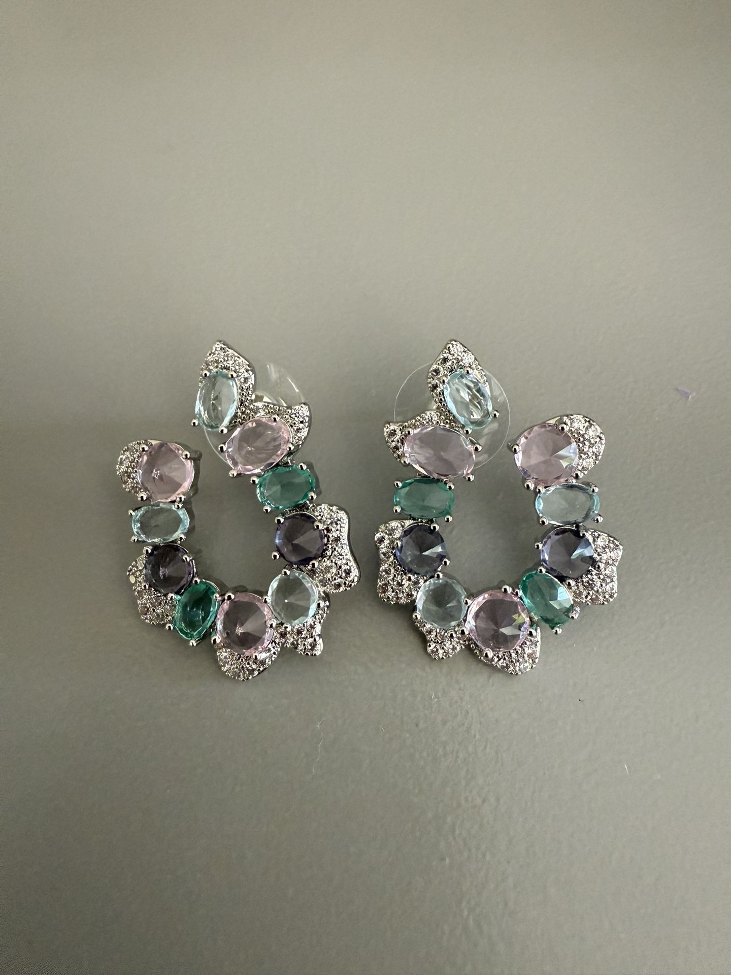 Women’s silver and multicolor earrings