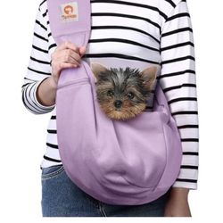 Tomkas Dog Sling Carrier for Small Dogs Puppy (Light Purple, Adjustable Strap & Zipper Pocket)