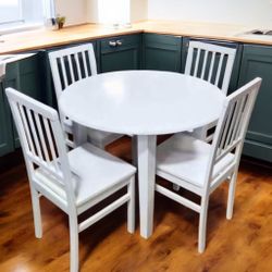 New 5 Piece Round White Kitchen or Dining Set 
