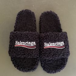 balenciaga fur slides