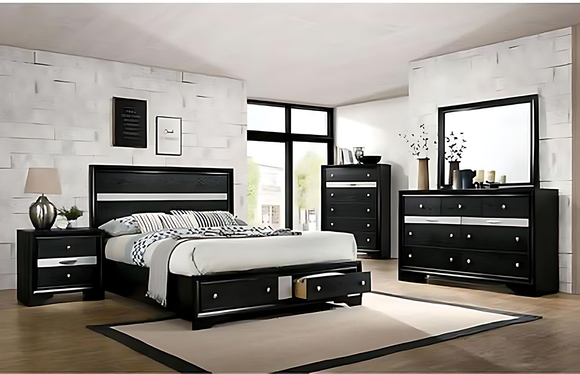 4pcs English Style Bedroom Set W. Orthopedic Mattress Included