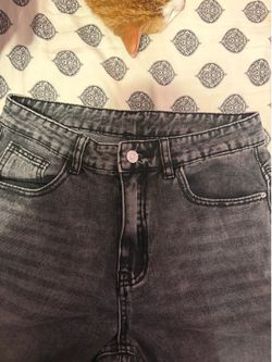 Women Baggy Black Jeans, adjustable back strap