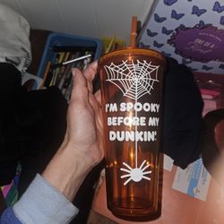 Dunkin Donuts Spooky Cup With Straw