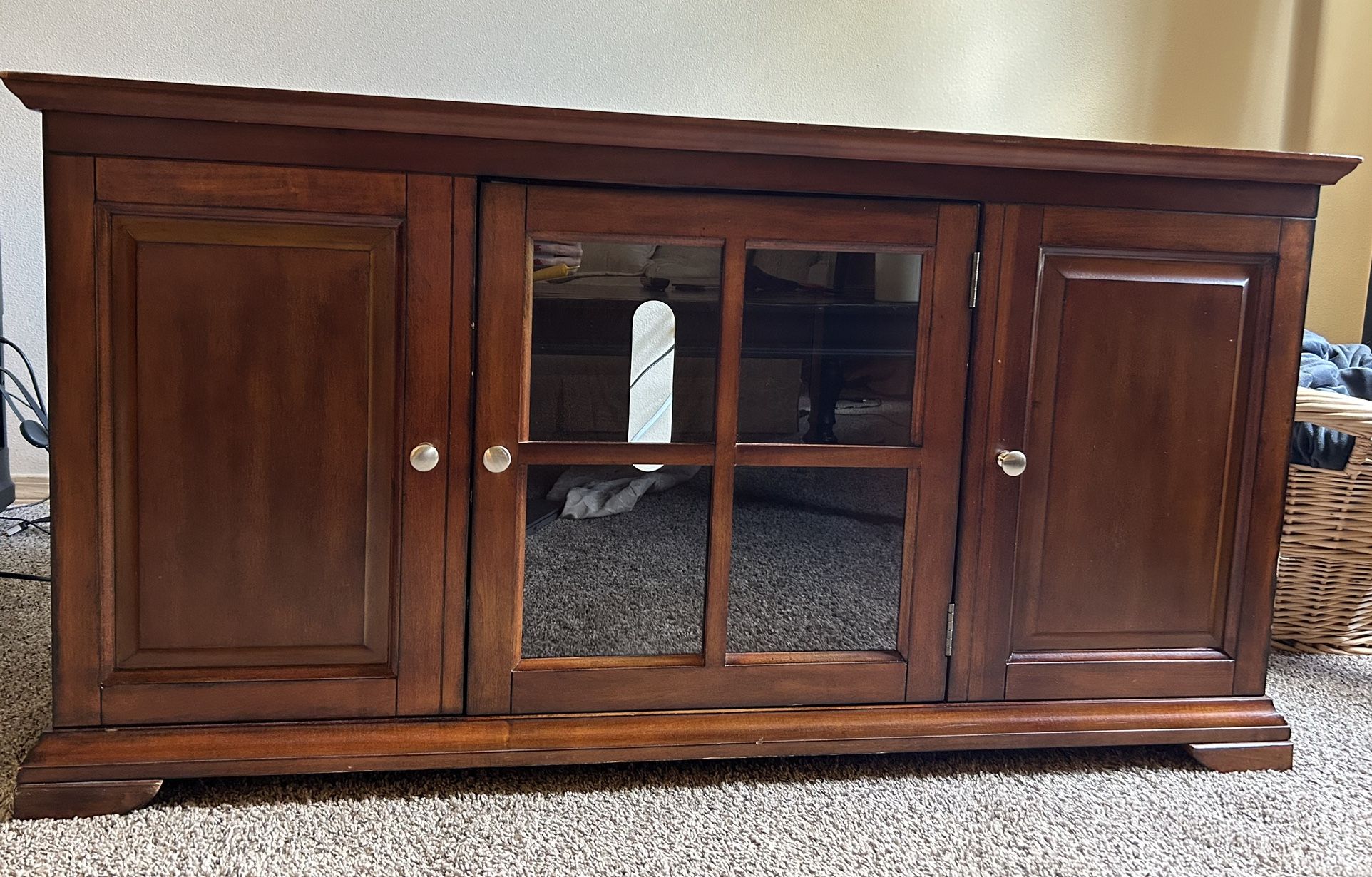 Wood Media Console with Storage