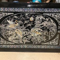 Vintage mother of pearl Korean Portable Peacock Tea Table