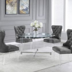 5 pc dining set | Glam dining set | clear legs