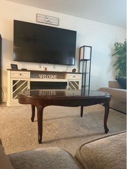 Luxury vintage style coffee table with glass top