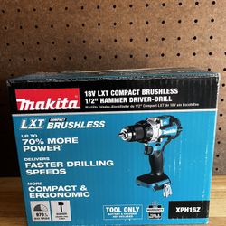 NEW Makita xph16z 18V LXT Lithium-Ion Compact Brushless Cordless 1/2" Hammer Driver-Drill TOOL ONLY