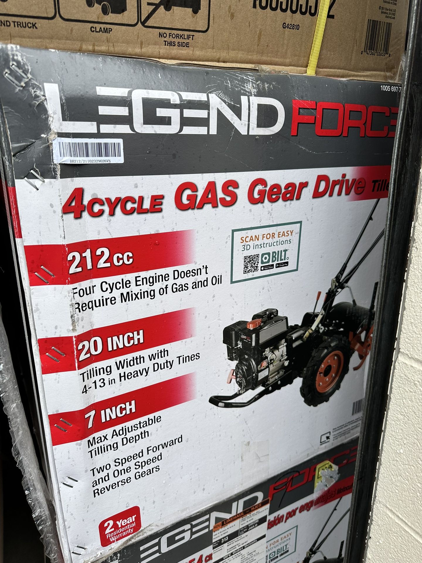 Brand New / Never used - Legend Force 20 in. 212 cc Gas Rear Tine Tiller, Forward/Reverse