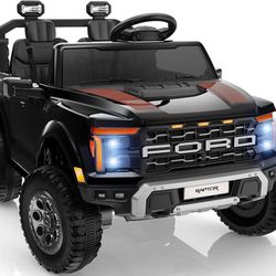 First Ride On 24V Ride on Toys for Big Kids, Licensed Ford F-150 Raptor 2 Seater Kids Ride on Car w/Remote Control, Toddler Electric Car w/LED Lights,
