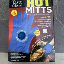 Hot Hands Heat Resistant Silicone Gloves Mitts for Grilling BBQ Kitchen, Cooking