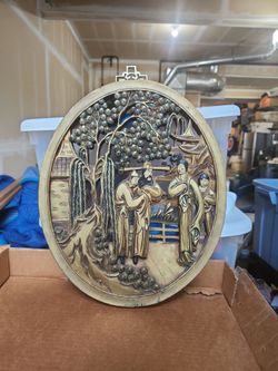 Chinese Oval Relief Wall Plaque