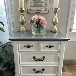 Grey And White Nightstand 