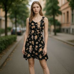 Pact Twilight Pink Floral Back Dress - Size Large