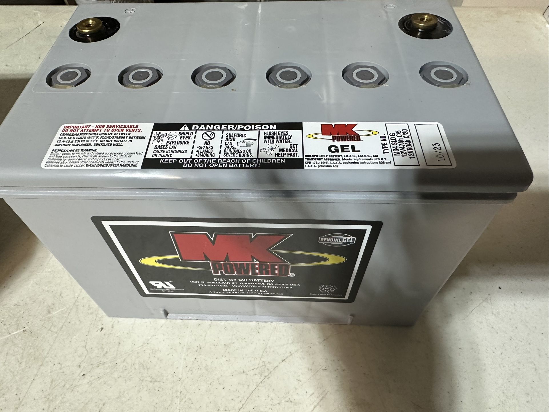 BRAND NEW 2 (Two) MK Battery - M34 SLD G - Pair, MK Sealed 12V 60 Amp Heavy Duty Gel Battery (MK Original)