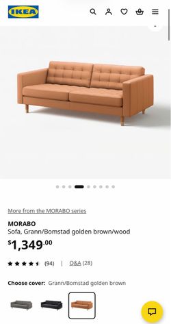 IKEA MORABO Sofa Golden Brown Leather
