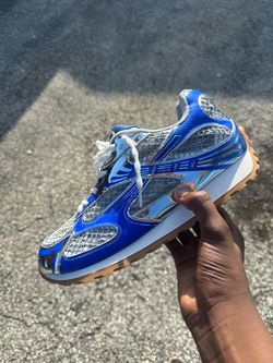 Blue Silver Metallic Low-Top Sneaker