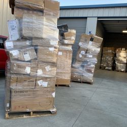New 8ft Tall AMAZON Mix Liquidation Pallets In Bakersfield  $599  Pallets full of liquidation Amazon boxes such as furniture, tools, electronics, gym 