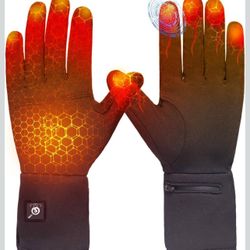 Heated Glove Liners for Men & Women, Thin Flexible Rechargeable Electric, XS/Small