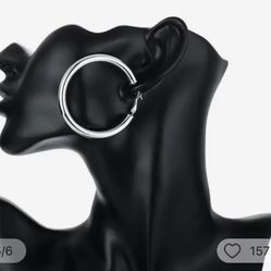 925 Sterling Silver Women's 50MM/5CM Round Hoop Earrings EAR70]