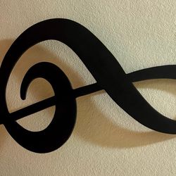 Large Vintage Black 36 Inches Tall Aluminum Treble Clef Wall Art