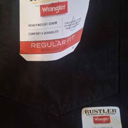 Wrangler Rustler Mens Regular Fit Black Denim Jeans