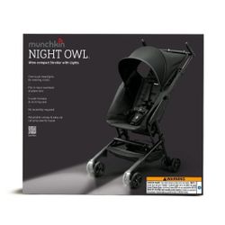 MUNCHKIN Night Owl Folding Ultra Compact Travel Baby & Toddler Stroller with Lights (Black)