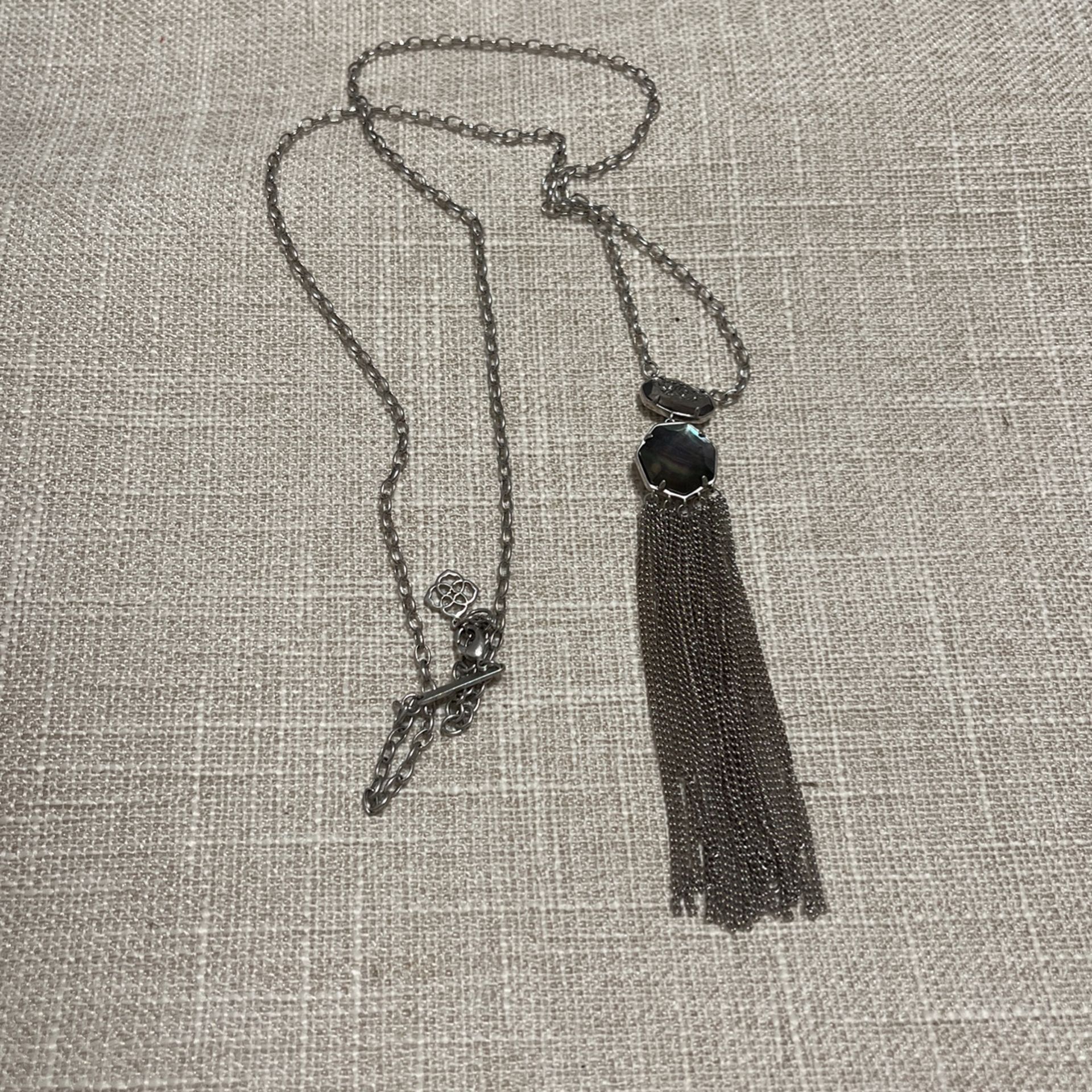 Kendra Scott Silver And Iridescent Stone Necklace