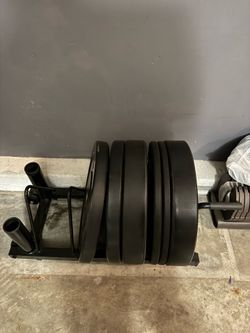 Olympic Weight Plates + Rolling Holder