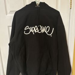 Supreme Raised Handstyle Hoodie Black (XXL) 