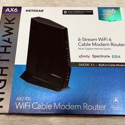 Netgear Nighthawk AX2700 WiFi Cable Modem Router (CAX30)