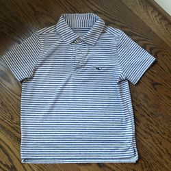 Boys vineyard vines golf shirt navy and white stripe. Size 6. 