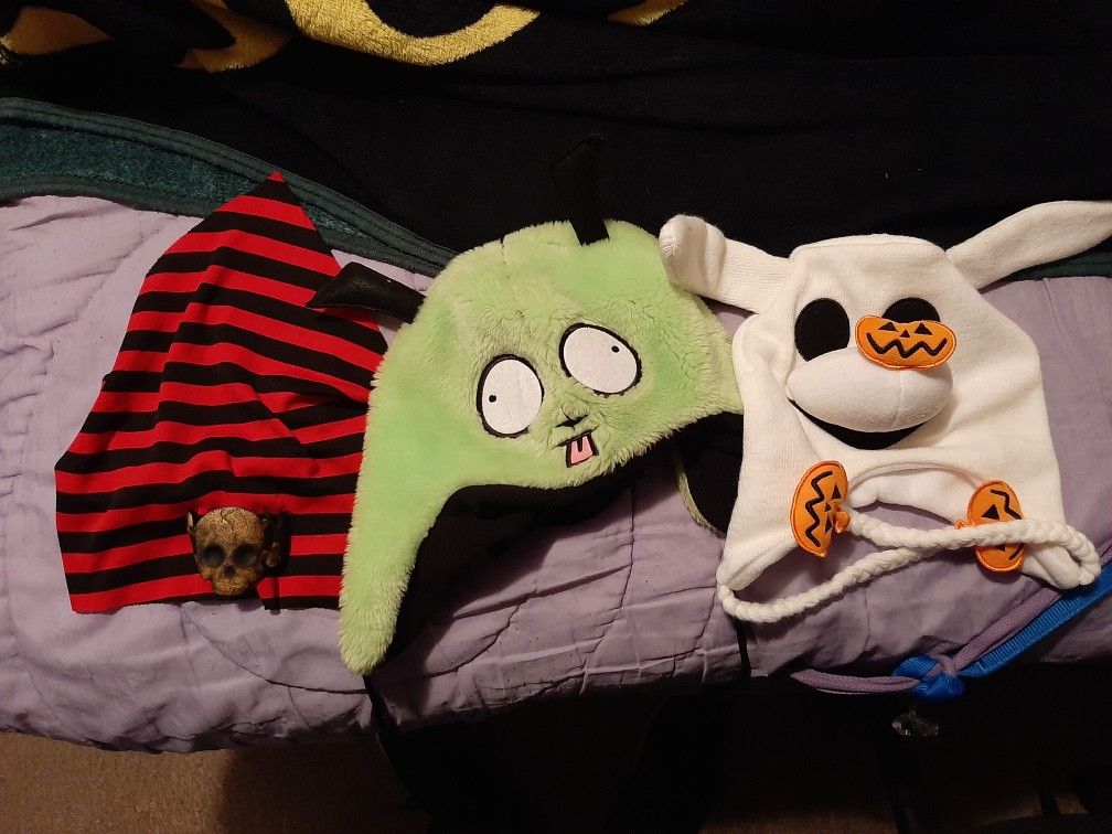 Cute Hats ,pirate, Nightmare before Christmas "Zero," Invators Zim-" Gir" Adult size" 5.00 Each ,$2. For Pirate