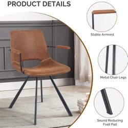 Set Of 4-Brown Leather Dining Chair 