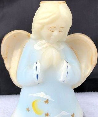 Fenton Art Glass Hand Painted Satin Angel - Signed by M. Young - GORGEOUS!